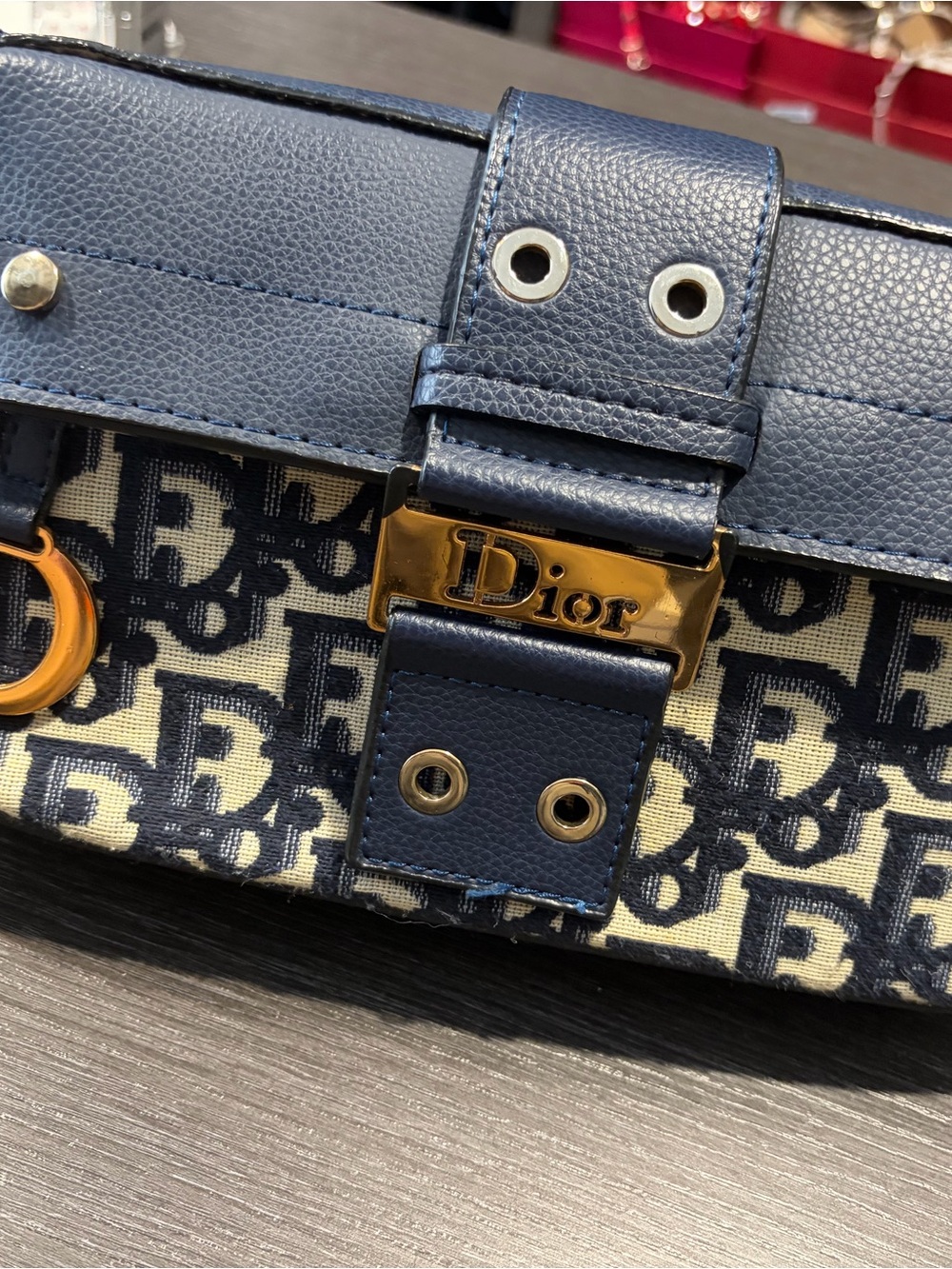 CHRISTIAN DIOR STREET CHIC BAG
Navy  Oblique Shoulder Bag with Gold Hardware